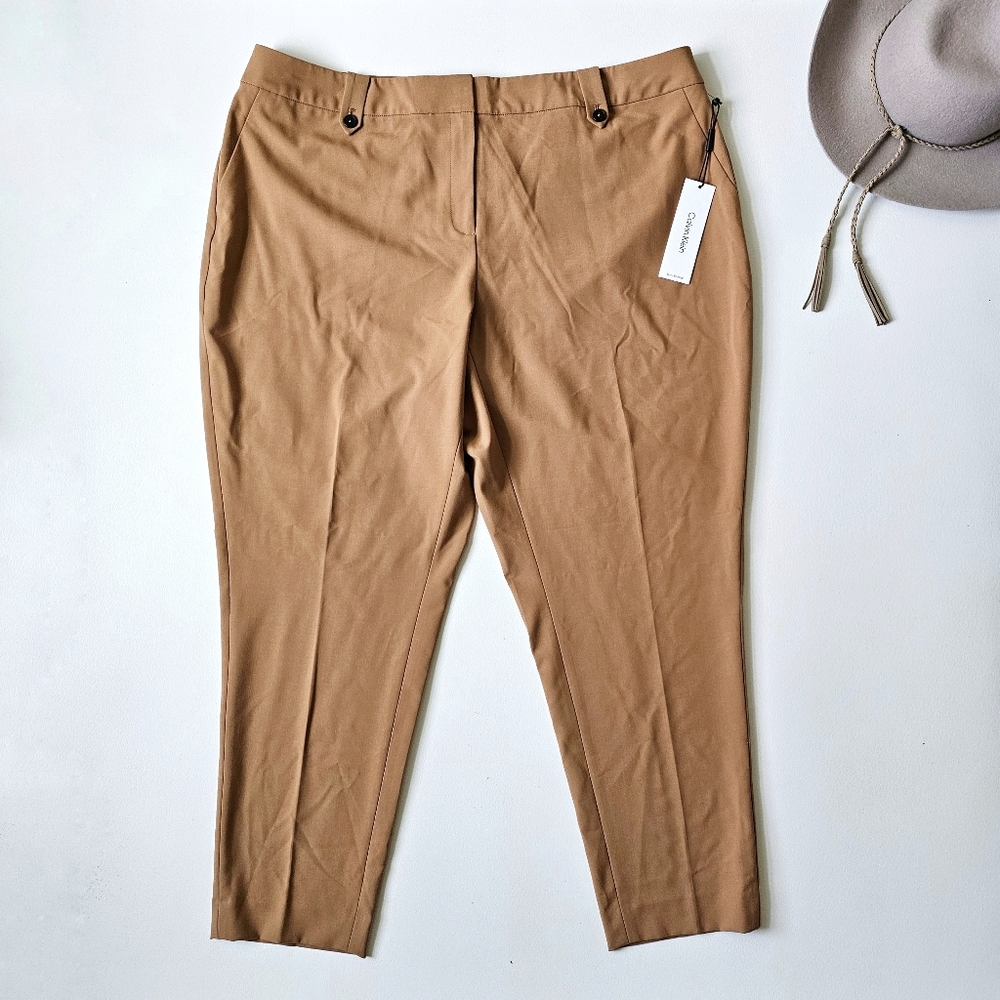 Calvin Klein Women’s Modern Suit Pants 18W – Lug Brown Trousers NWT
